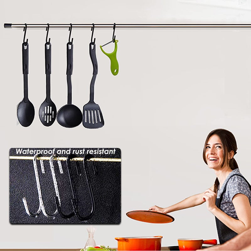 Gutapo 24 Pack Black S Shaped Hooks Small Hanging Hangers for Bathroom Bedroom Office Kitchen Garden - Image 3